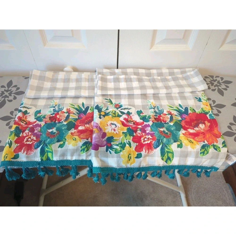 The Pioneer Woman Sweet Romance Blossoms 5pc Curtain Tier Valance Set NWOT